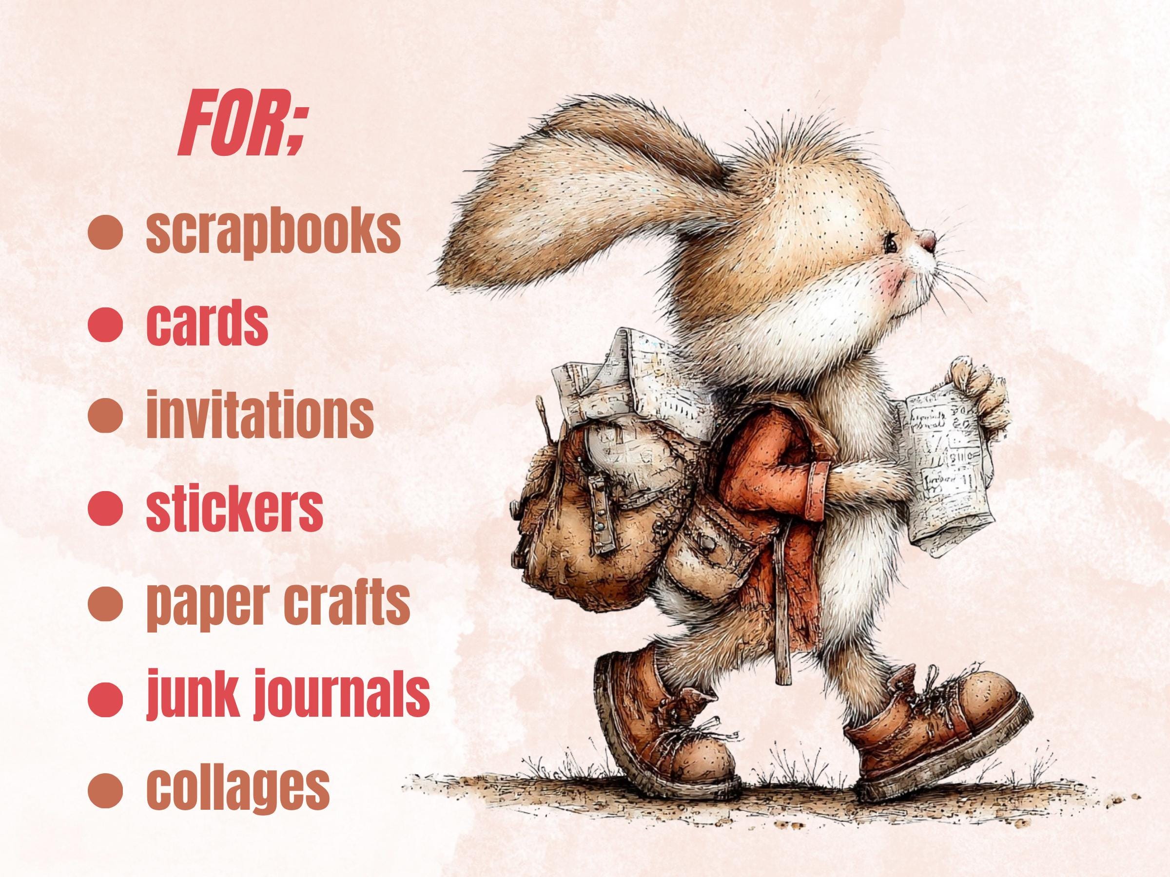 Woodland Adventure Clipart, Whimsical Quirky Forest Animals PNG Illustrations (Digital Download, Commercial Use)