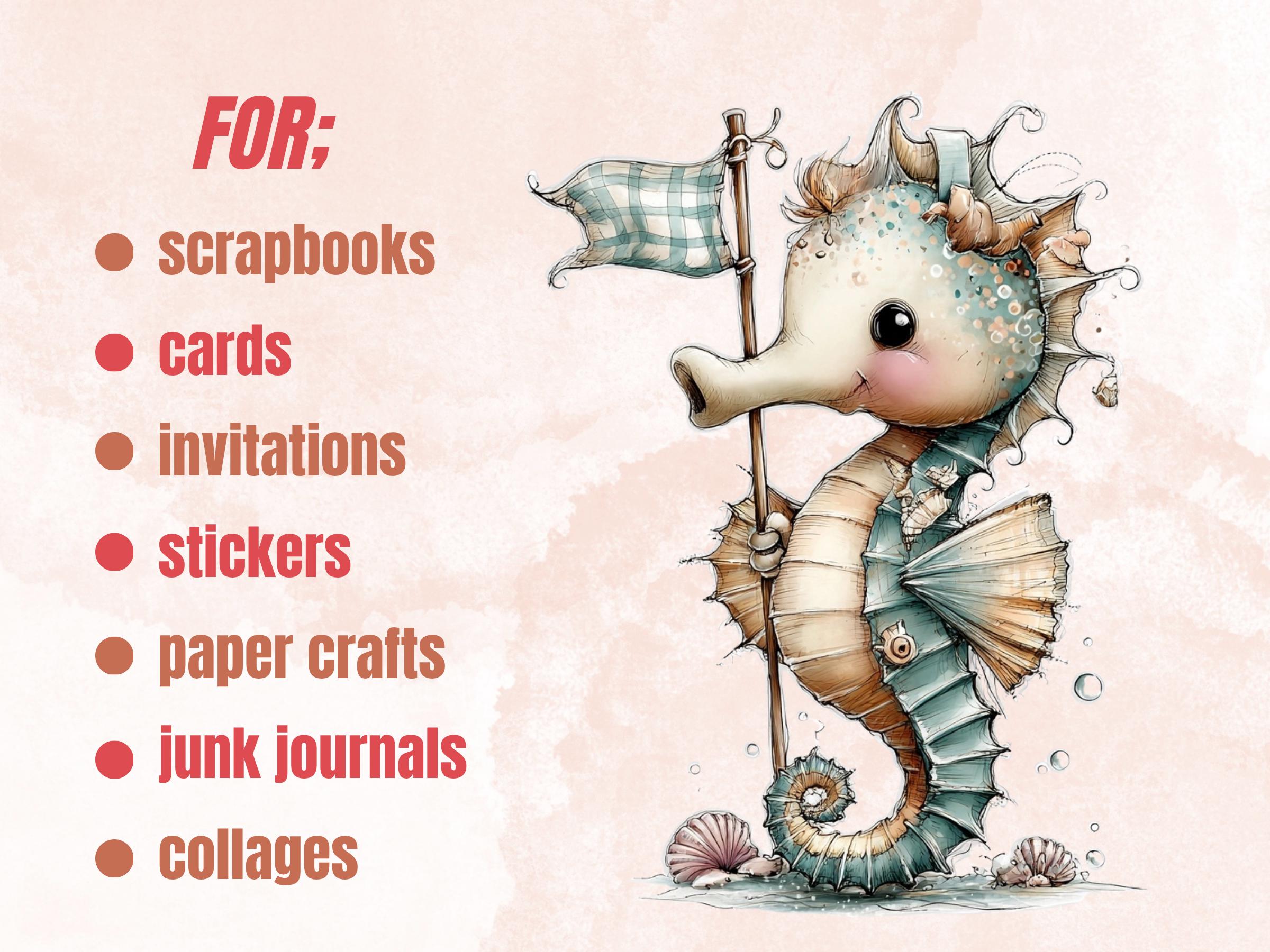 Underwater Adventure Clipart, Funny Quirky Ocean Animals PNG Illustrations (Digital Download, Commercial Use)