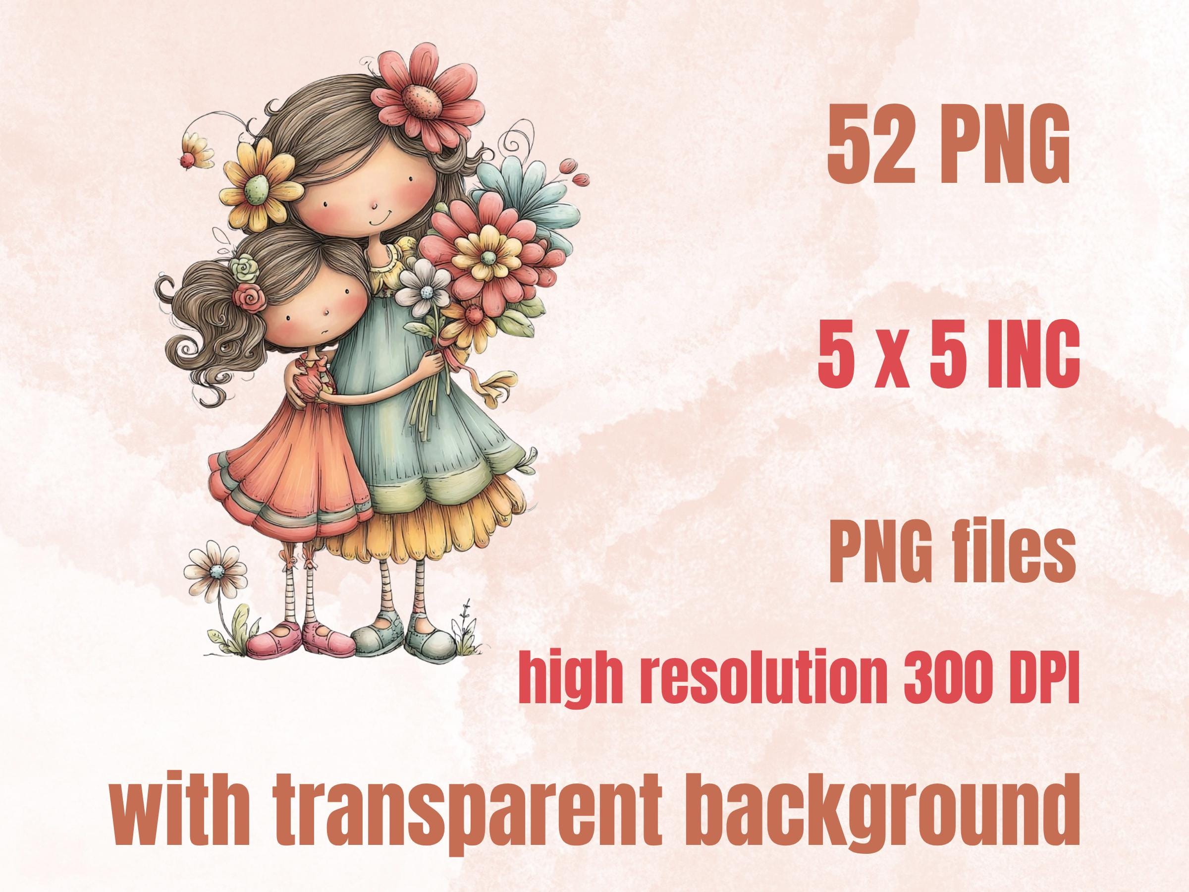 Whimsical Mother's Day Clipart Bundle | 52 Quirky Mom PNG Graphics (Digital Download)