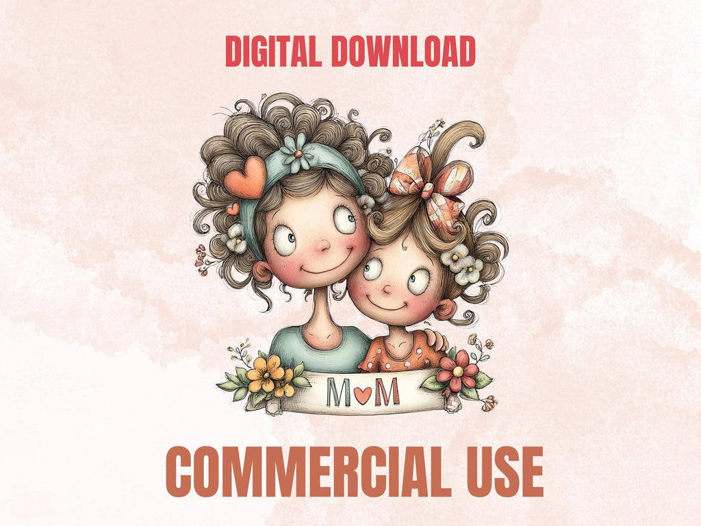 Whimsical Mother's Day Clipart Bundle | 52 Quirky Mom PNG Graphics (Digital Download)