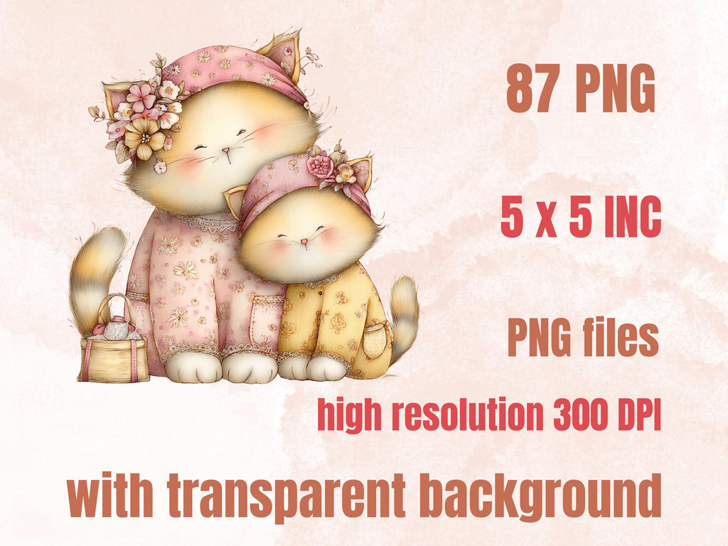 Pastel Mother's Day Animal Clipart | Whimsical Mom Baby PNG Illustrations (Digital Download)