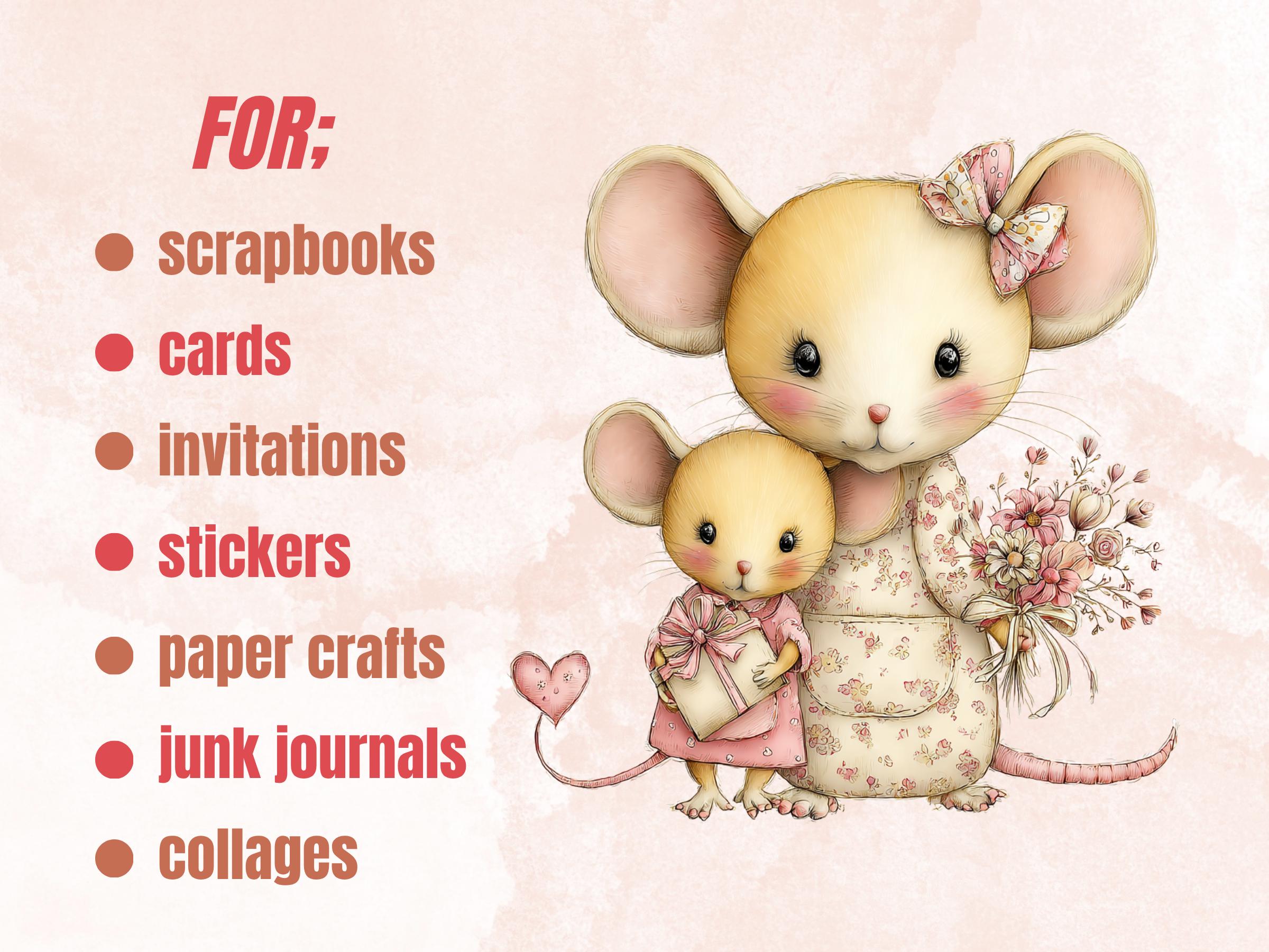 Pastel Mother's Day Animal Clipart | Whimsical Mom Baby PNG Illustrations (Digital Download)