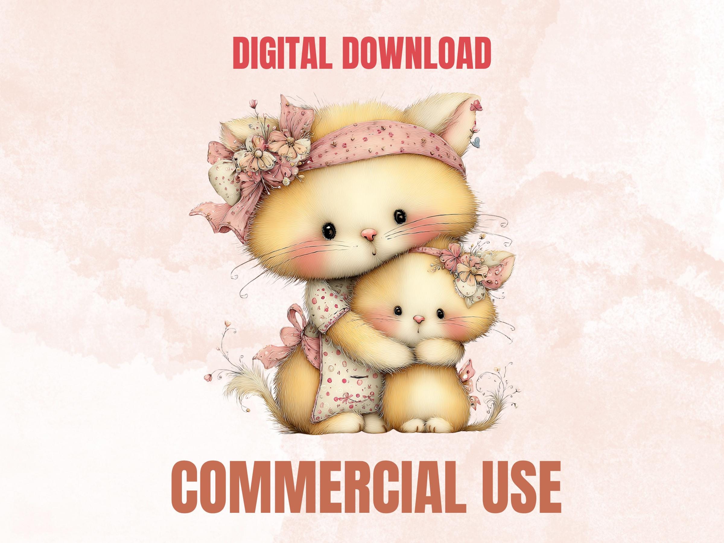 Pastel Mother's Day Animal Clipart | Whimsical Mom Baby PNG Illustrations (Digital Download)