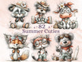 Summer Clipart Bundle | 82 Whimsical Boho Beach PNG | Summer Cuties Digital Download Commercial Use