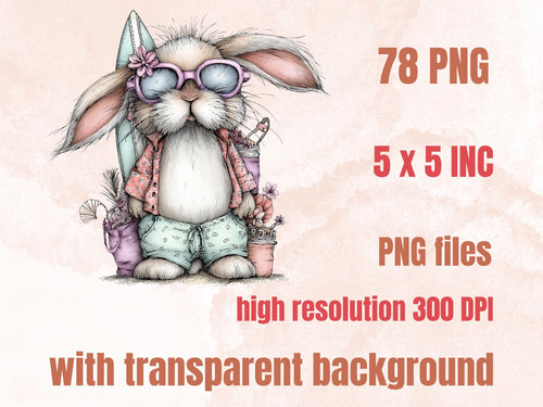 Beach Day Clipart Bundle | 78 Whimsical Quirky Beach PNG | Summer Holiday Digital Download