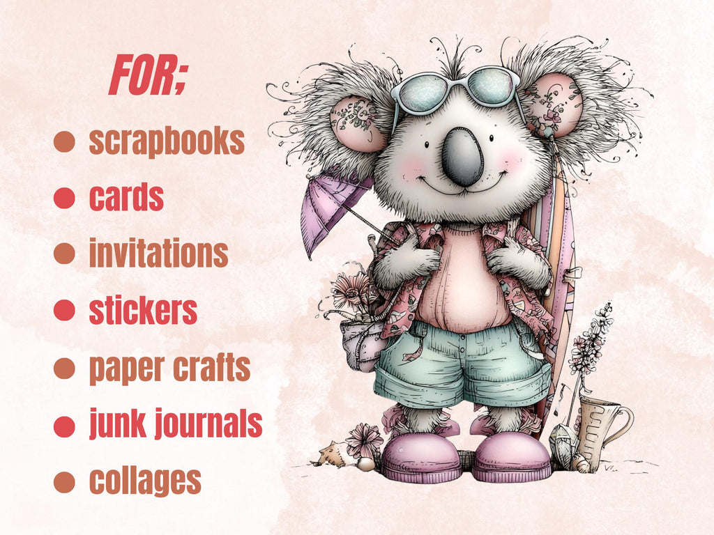 Beach Day Clipart Bundle | 78 Whimsical Quirky Beach PNG | Summer Holiday Digital Download