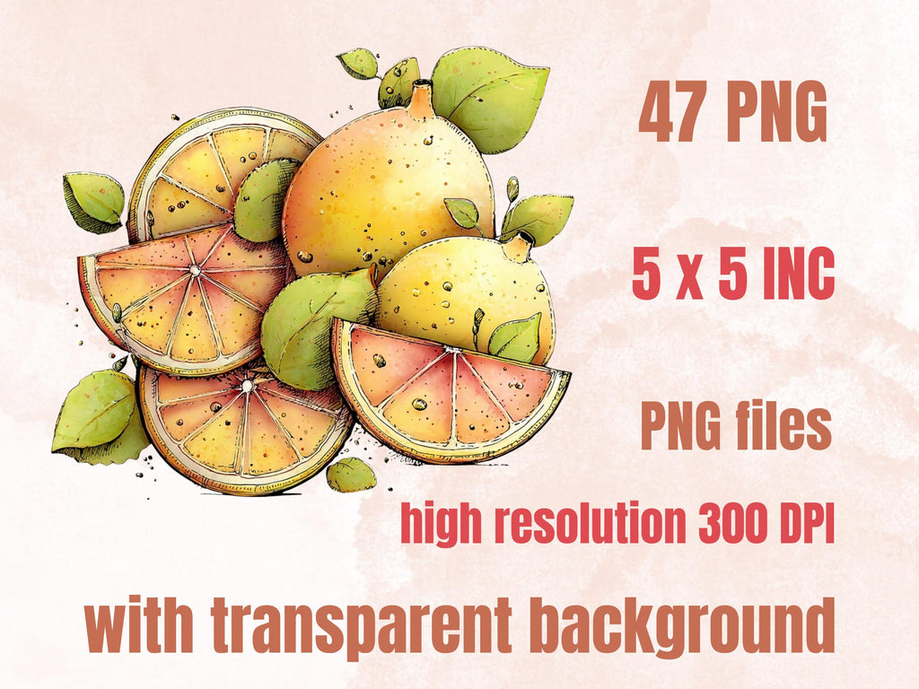 Lemon Clipart Bundle | 47 Whimsical Quirky Lemonade PNG | Summer Citrus Digital Download
