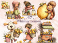 Lemon Clipart Bundle | 47 Whimsical Quirky Lemonade PNG | Summer Citrus Digital Download