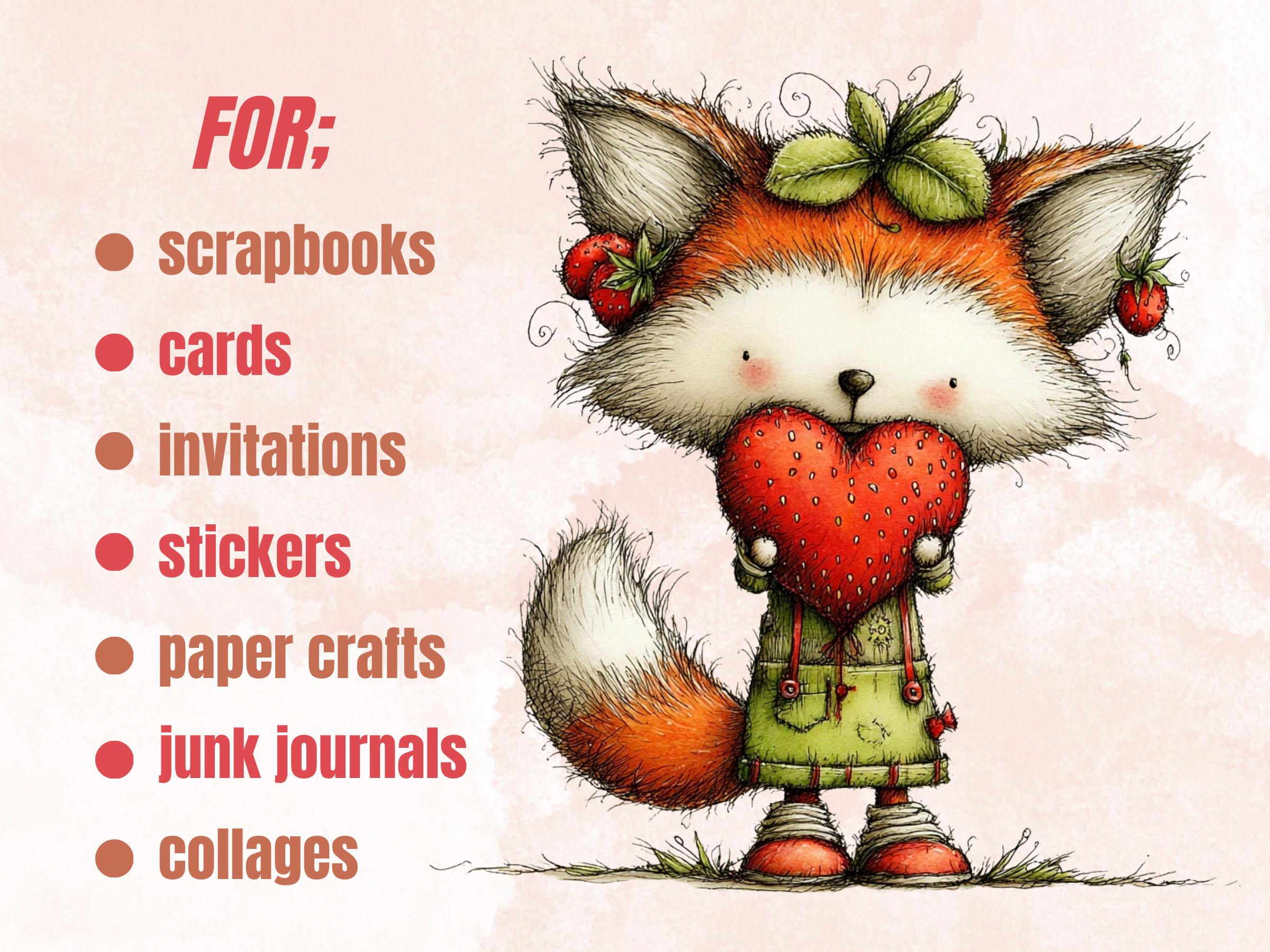Strawberry Clipart Bundle | 52 Whimsical Quirky Berry PNG | Summer Fruit Digital Download