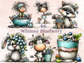 Blueberry Clipart Bundle | 46 Whimsical Quirky Fruit PNG | Floral Summer Berry Download