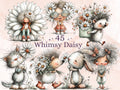 Daisy Clipart Bundle | 45 Whimsical Quirky Daisy PNG | Summer Flower Digital Download