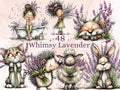 Lavender Clipart Bundle | 48 Whimsical Quirky Lavender PNG | Floral Purple Digital Download