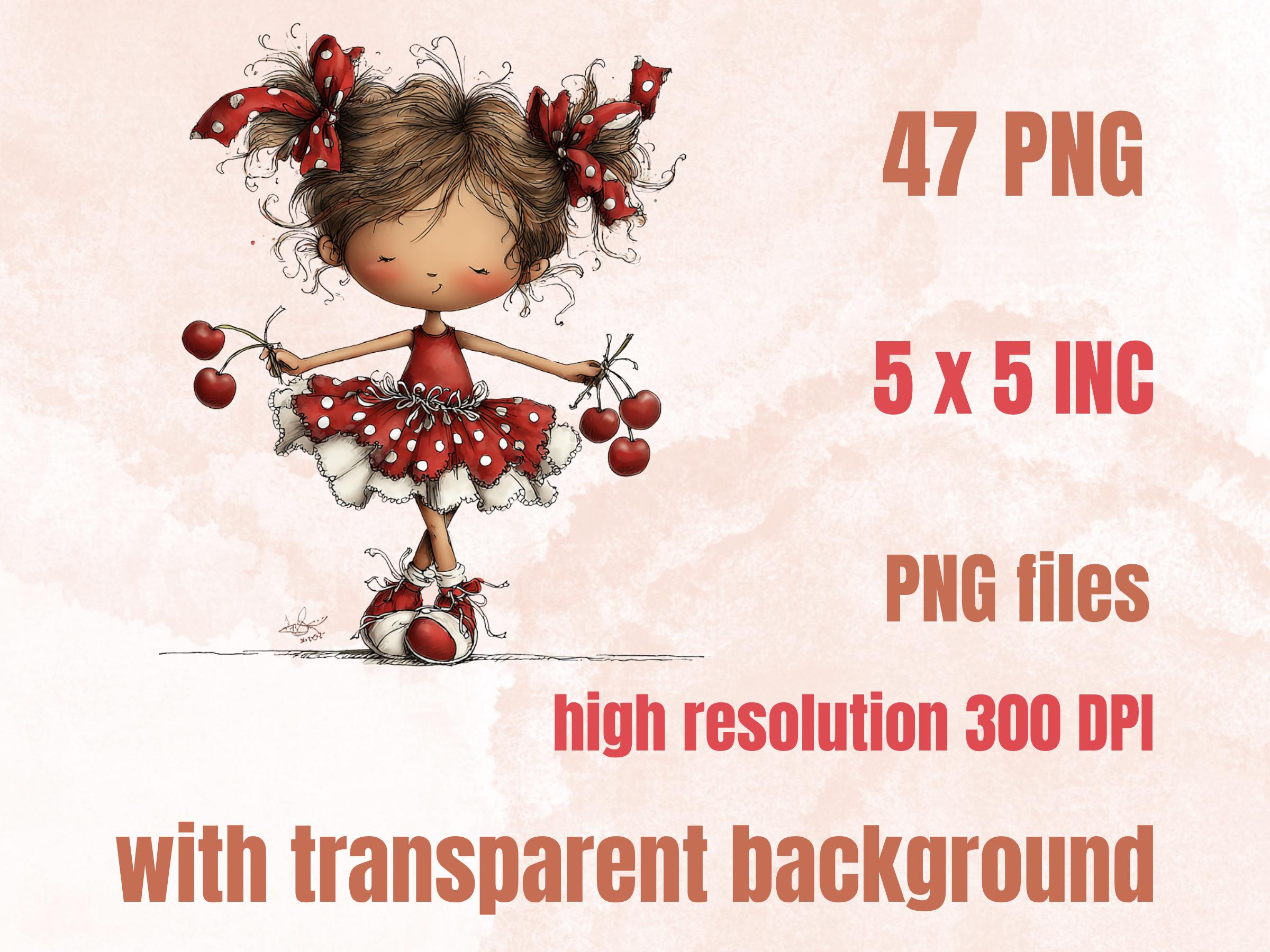 Cherry Clipart Bundle | 47 Whimsical Quirky Cherry PNG | Summer Fruit Digital Download
