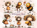 Bee Clipart Bundle | 64 Whimsical Quirky Bee PNG | Floral Honey Digital Download