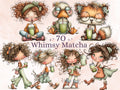 Matcha Clipart Bundle | 70 Whimsical Quirky Drink PNG | Green Latte Digital Download