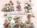 Summer Garden Clipart Bundle | 72 Whimsical Quirky Garden PNG | Gardening Digital Download