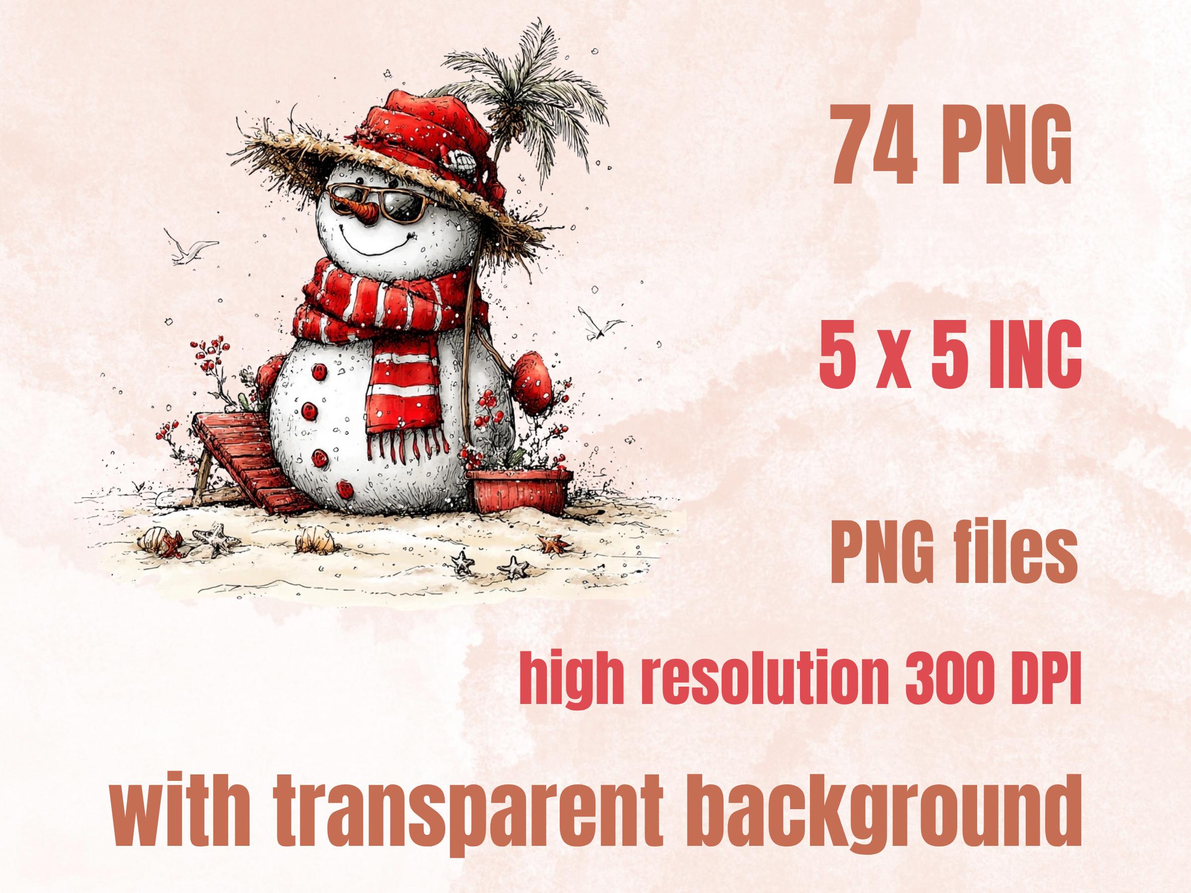 Summer Christmas Clipart Bundle | 74 Whimsical Quirky Xmas PNG | Beach Holiday Digital Download