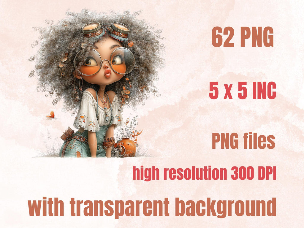 Steampunk Girls Clipart Bundle | 62 Whimsical Boho Steampunk PNG | Industrial Girl Digital Download