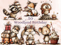 Woodland Birthday Clipart, Whimsical Forest Party Animals PNG Illustrations (Digital Download, Commercial Use)