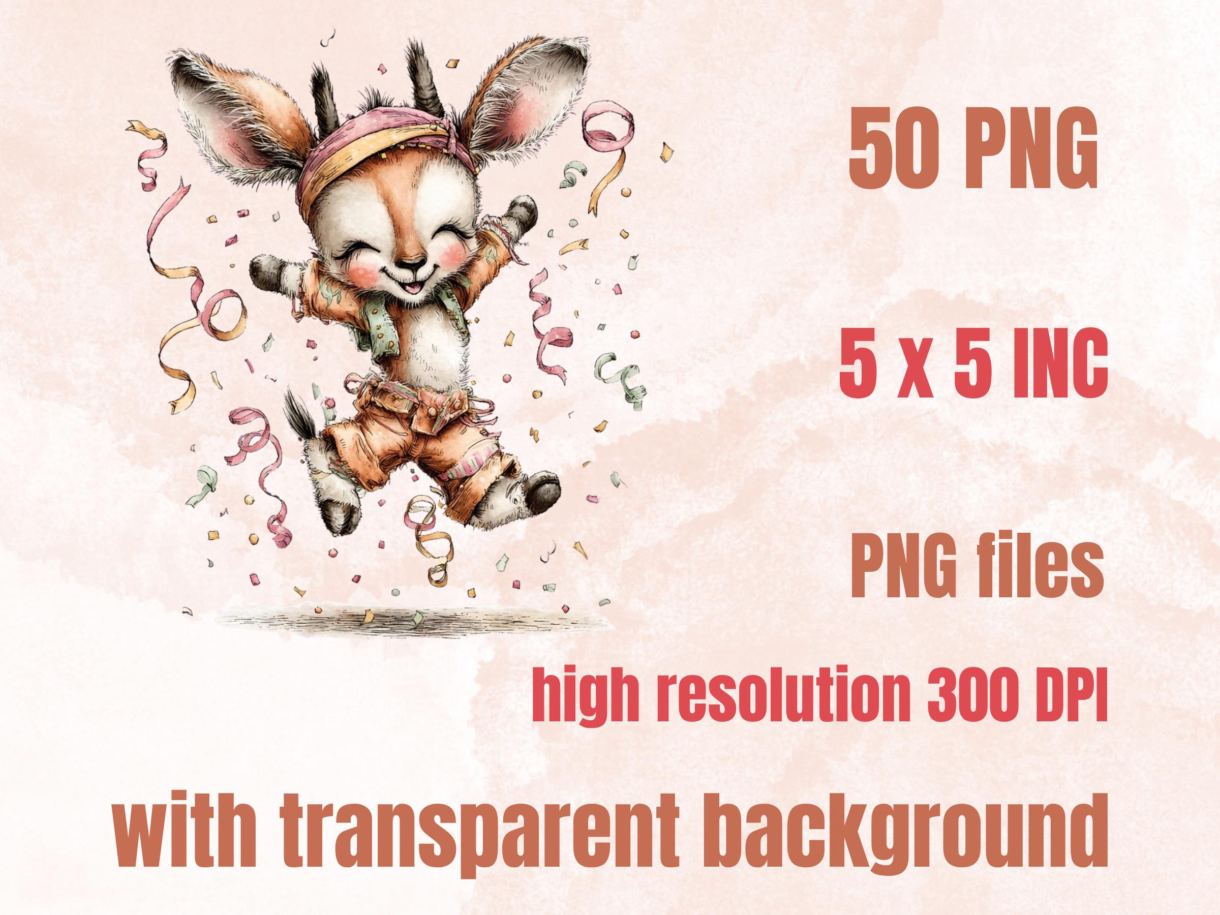 Safari Birthday Clipart, Whimsical Jungle Party Animals PNG Illustrations (Digital Download, Commercial Use)