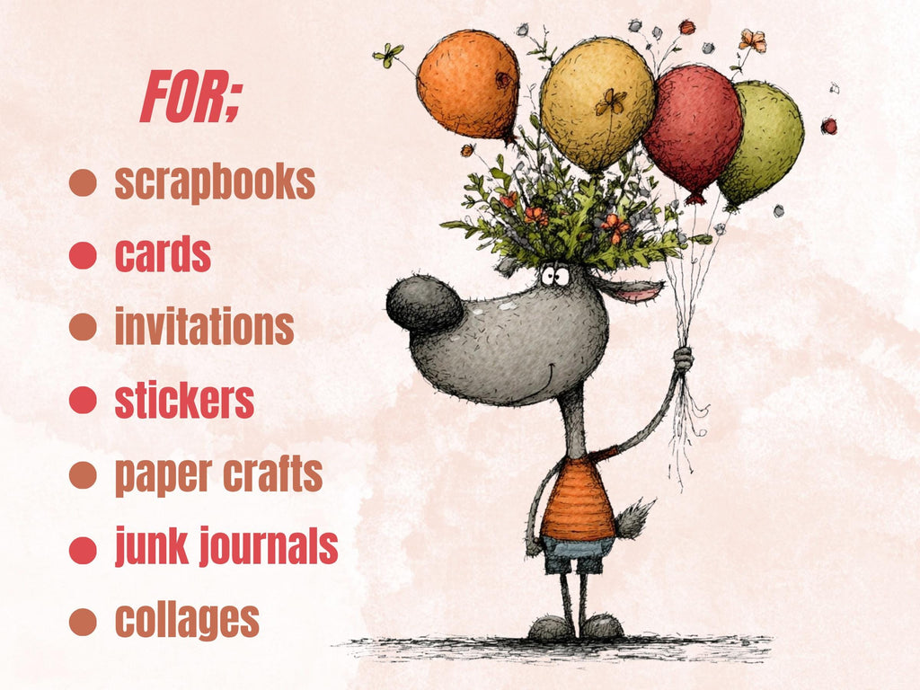 Forest Birthday Clipart, Quirky Woodland Party Animals PNG Illustrations (Digital Download, Commercial Use)