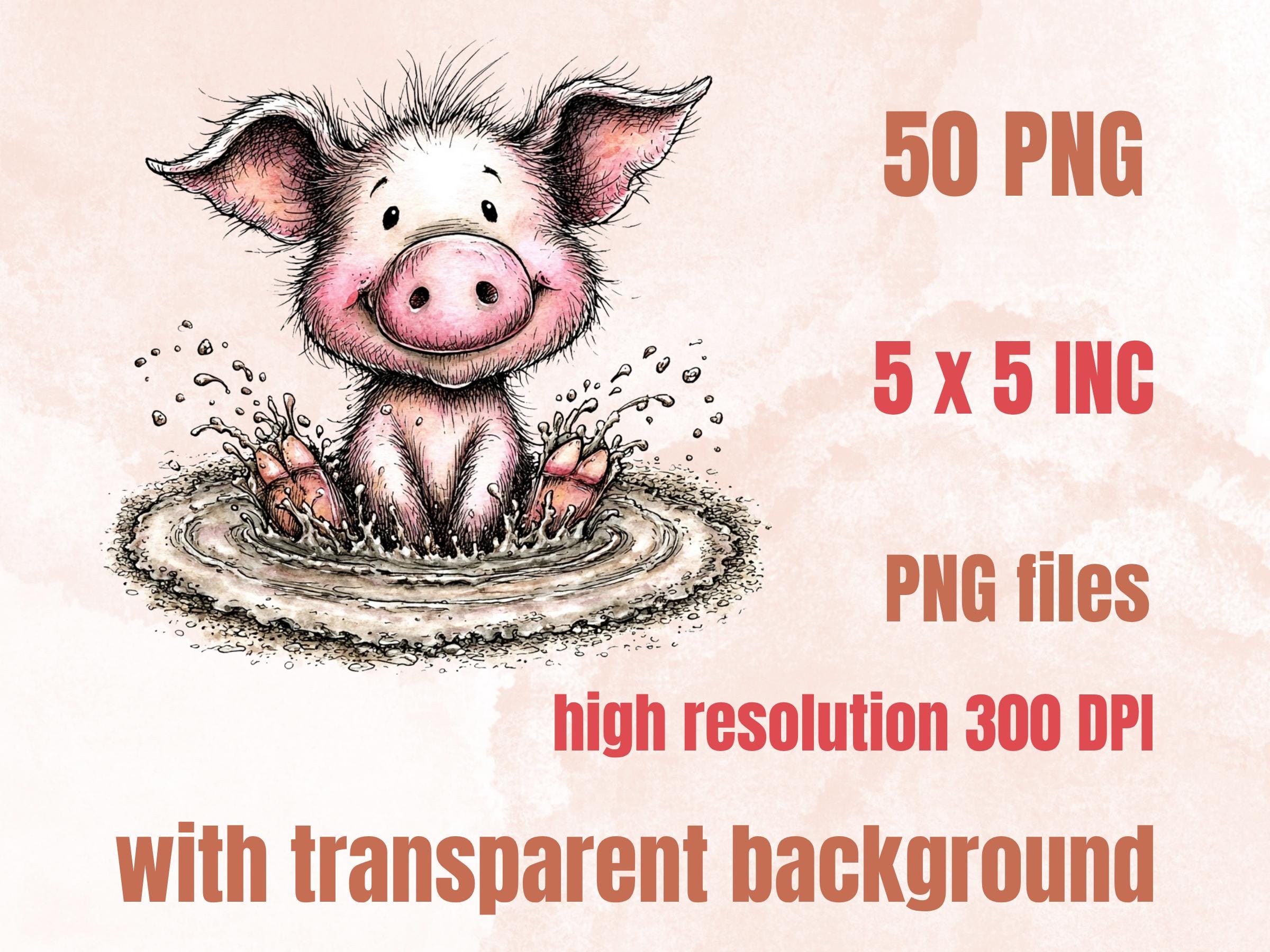 Summer Farm Clipart, Whimsical Quirky Farm Animals PNG Illustrations (Digital Download, Commercial Use)