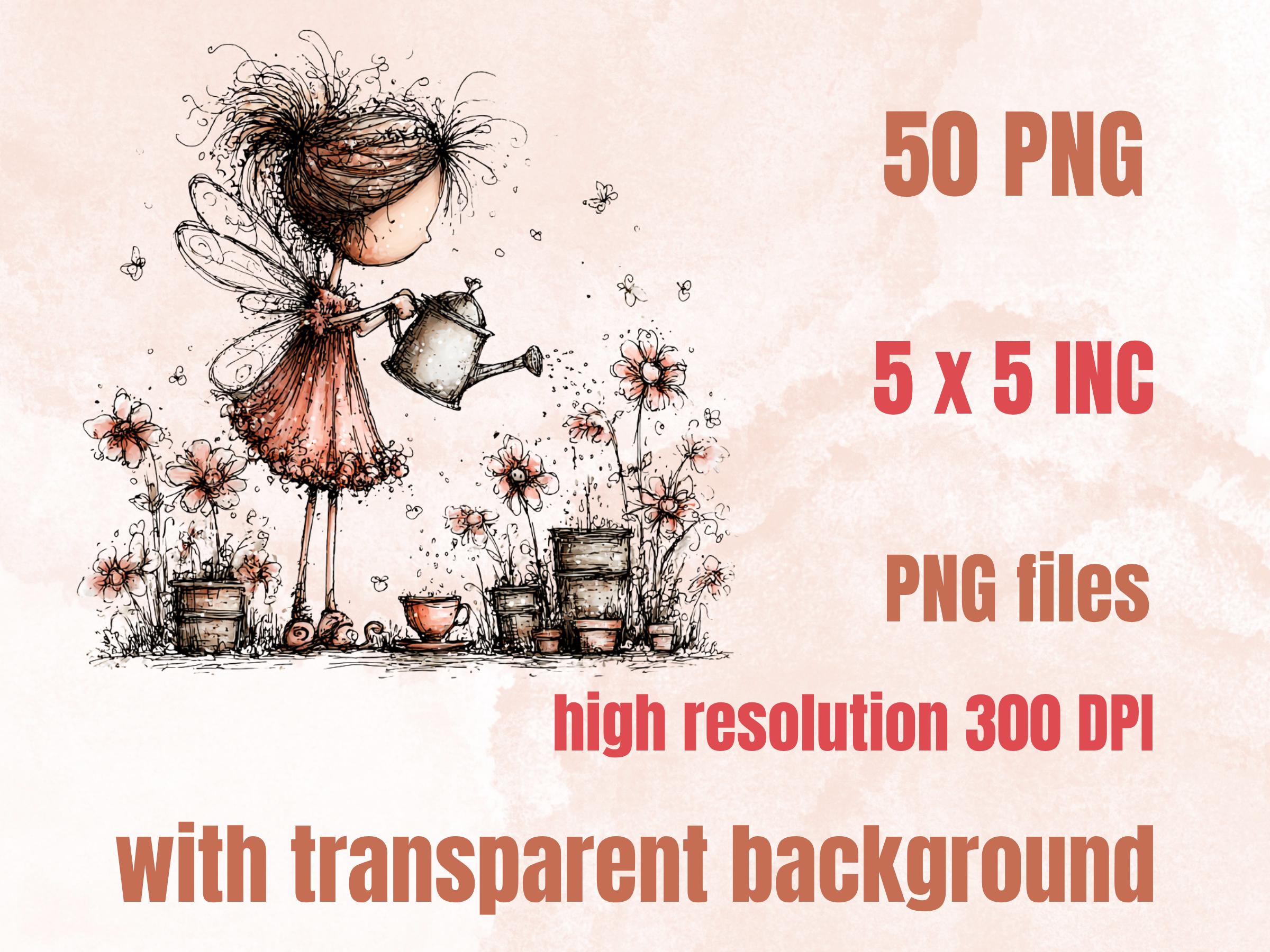 Fairy Garden Clipart Bundle | 50 Whimsical Quirky Gardening PNG | Enchanted Garden Download