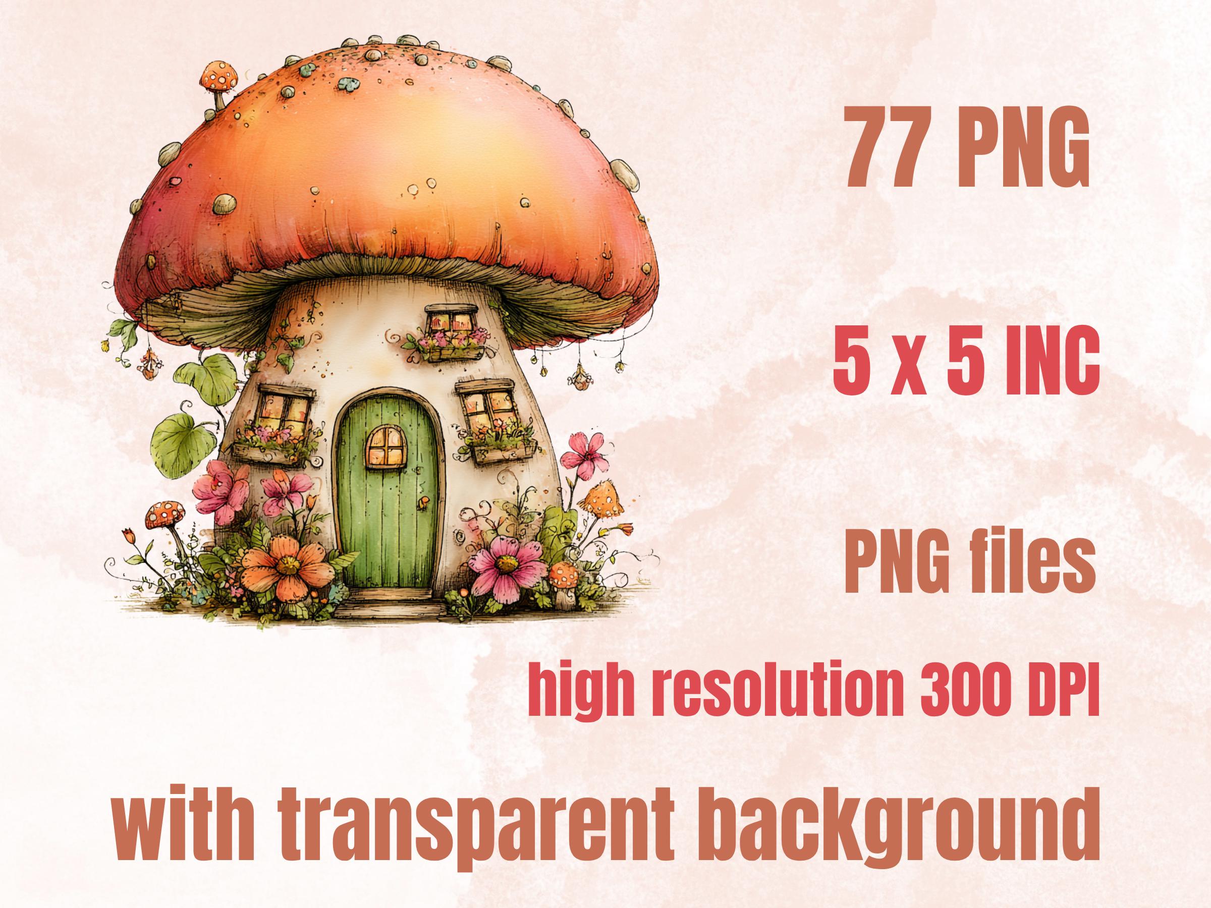 Magical Mushrooms Clipart Bundle | 77 Whimsical Mushroom PNG | Cottagecore Fantasy Download