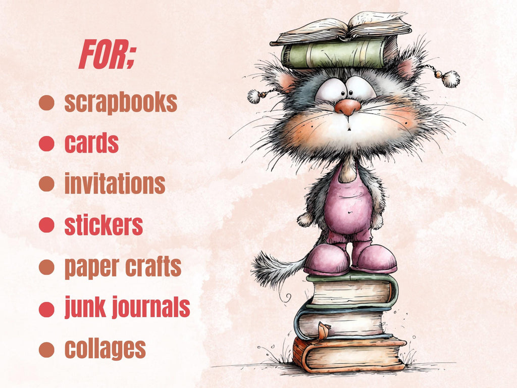 Fantasy Reading Clipart | 48 Whimsical Quirky Reading Animals PNG | Book Lover Digital Download