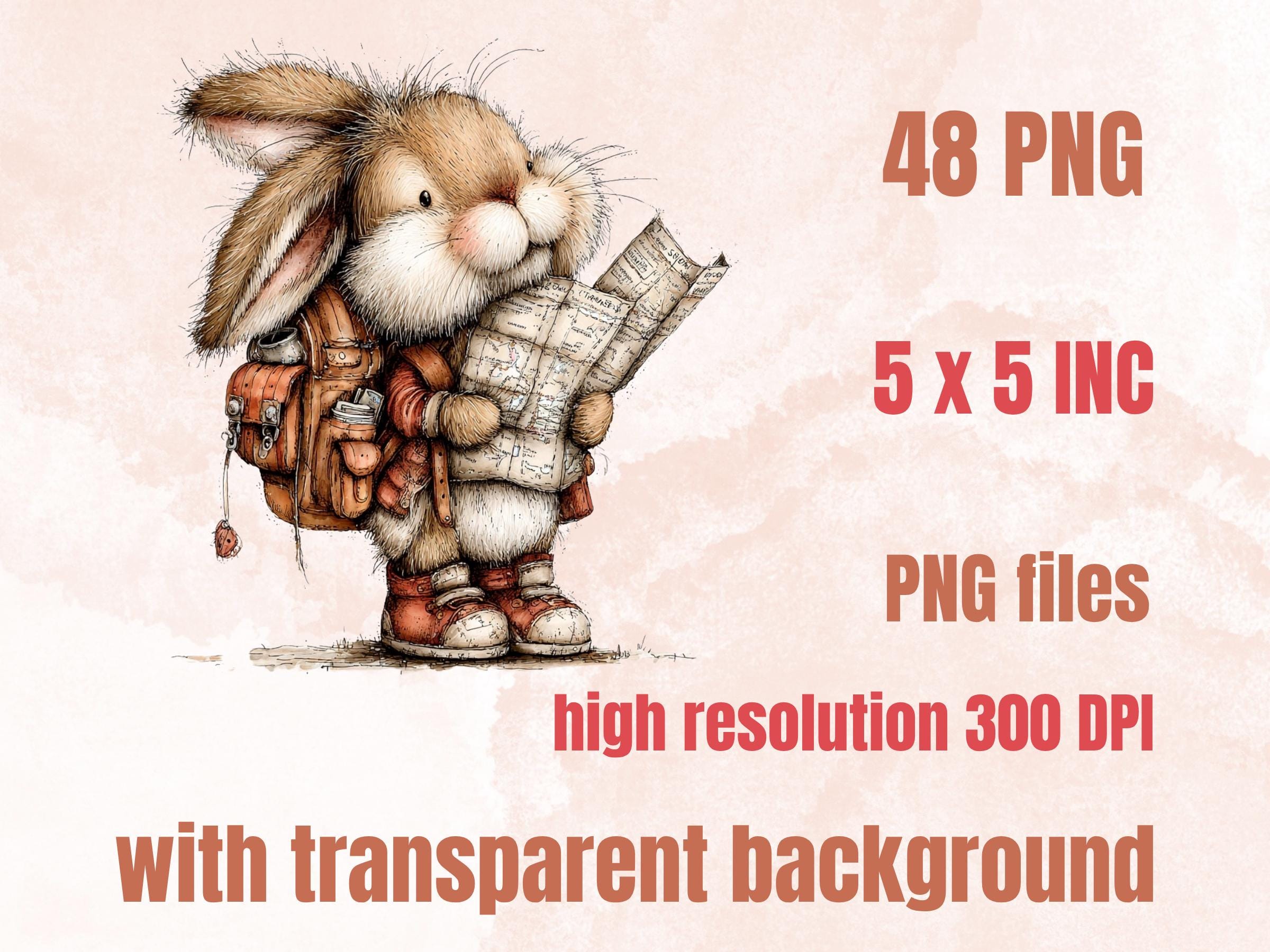 Woodland Adventure Clipart, Whimsical Quirky Forest Animals PNG Illustrations (Digital Download, Commercial Use)