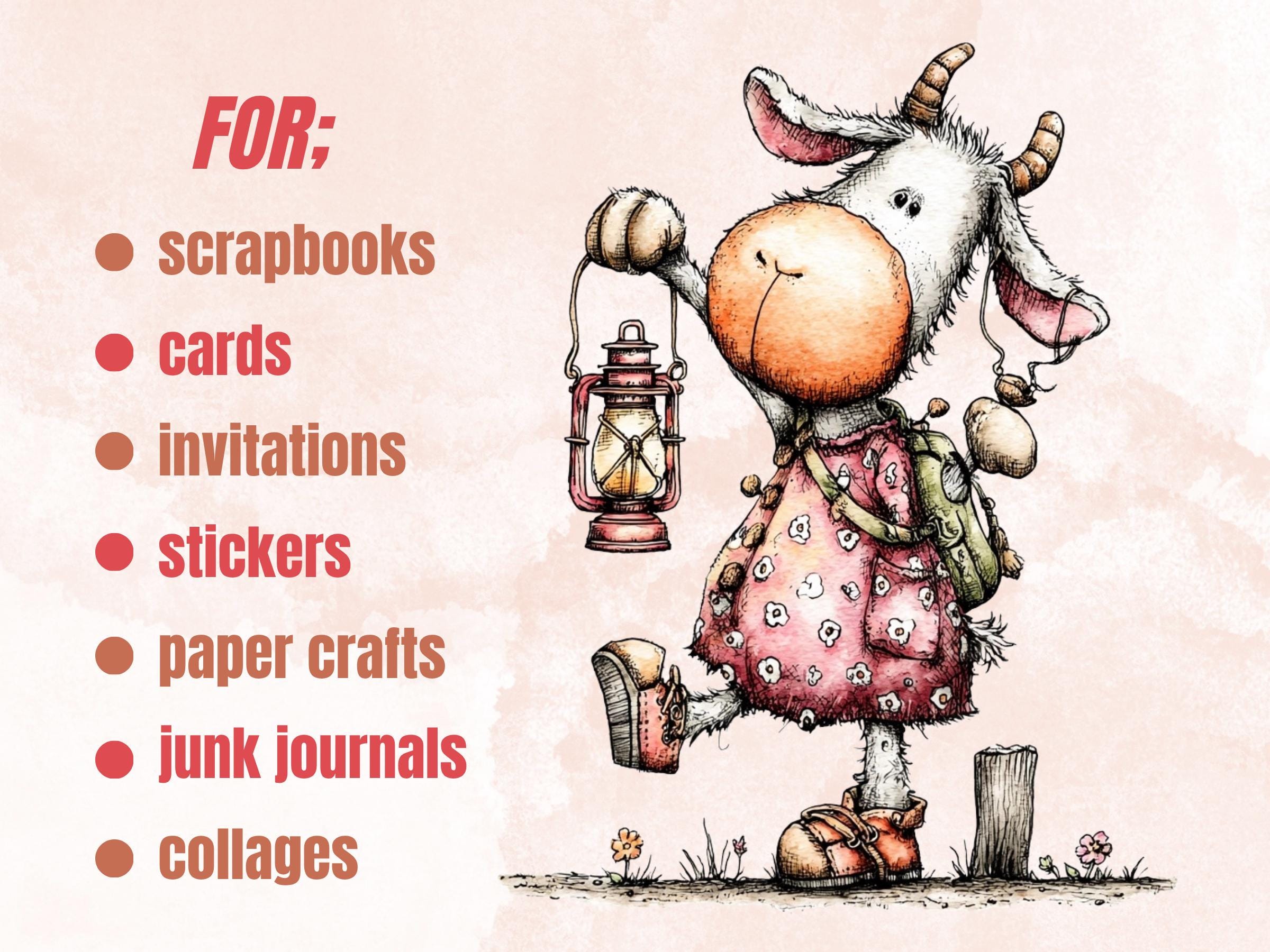 Farm Adventure Clipart, Whimsical Quirky Farm Animals PNG Illustrations (Digital Download, Commercial Use)