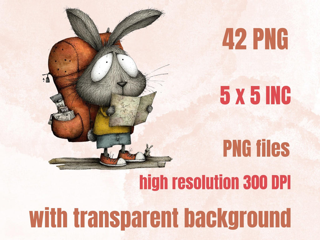 Forest Adventure Clipart, Funny Quirky Woodland Animals PNG Illustrations (Digital Download, Commercial Use)