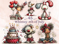 4th of July Clipart Bundle | 45 Whimsical Quirky Patriotic PNG | Independence Day Download