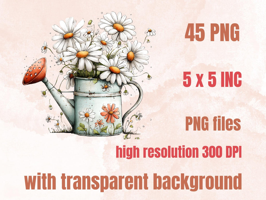 Daisy Clipart Bundle | 45 Whimsical Quirky Daisy PNG | Summer Flower Digital Download