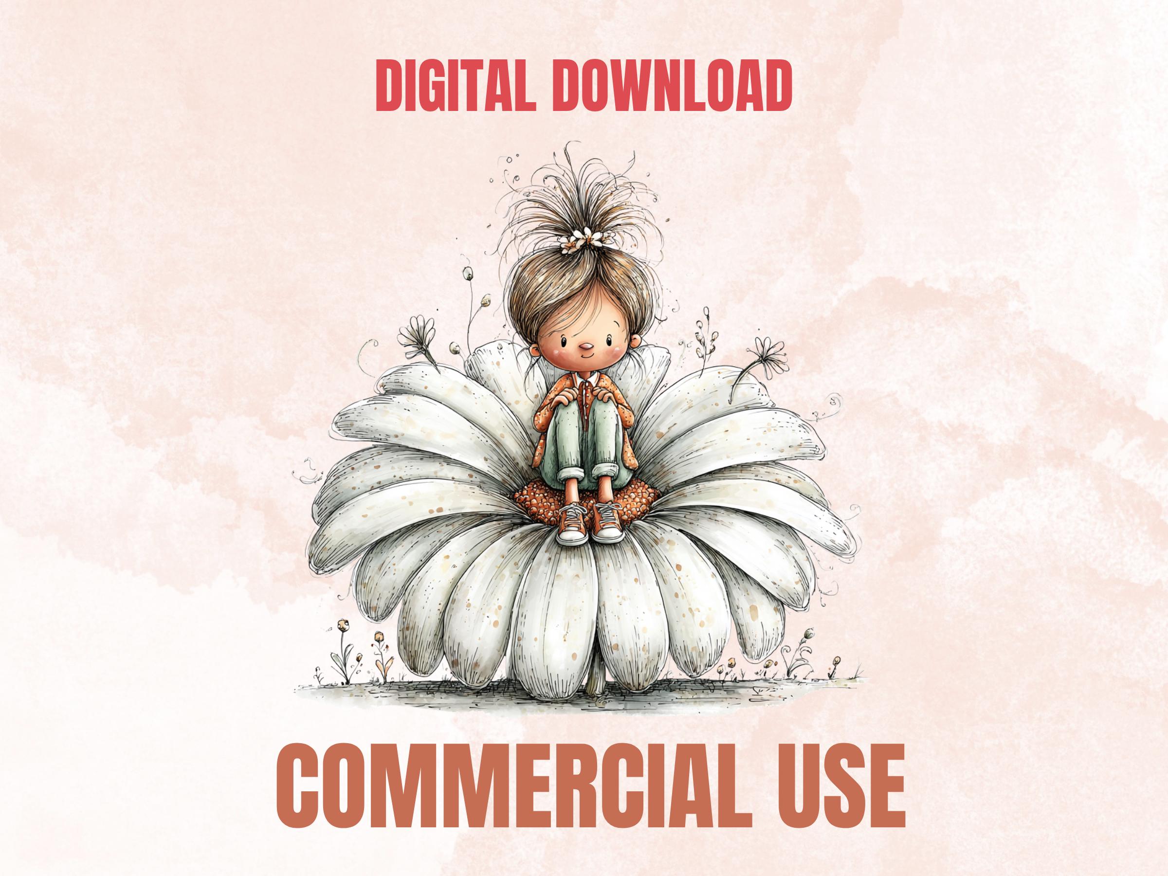 Daisy Clipart Bundle | 45 Whimsical Quirky Daisy PNG | Summer Flower Digital Download