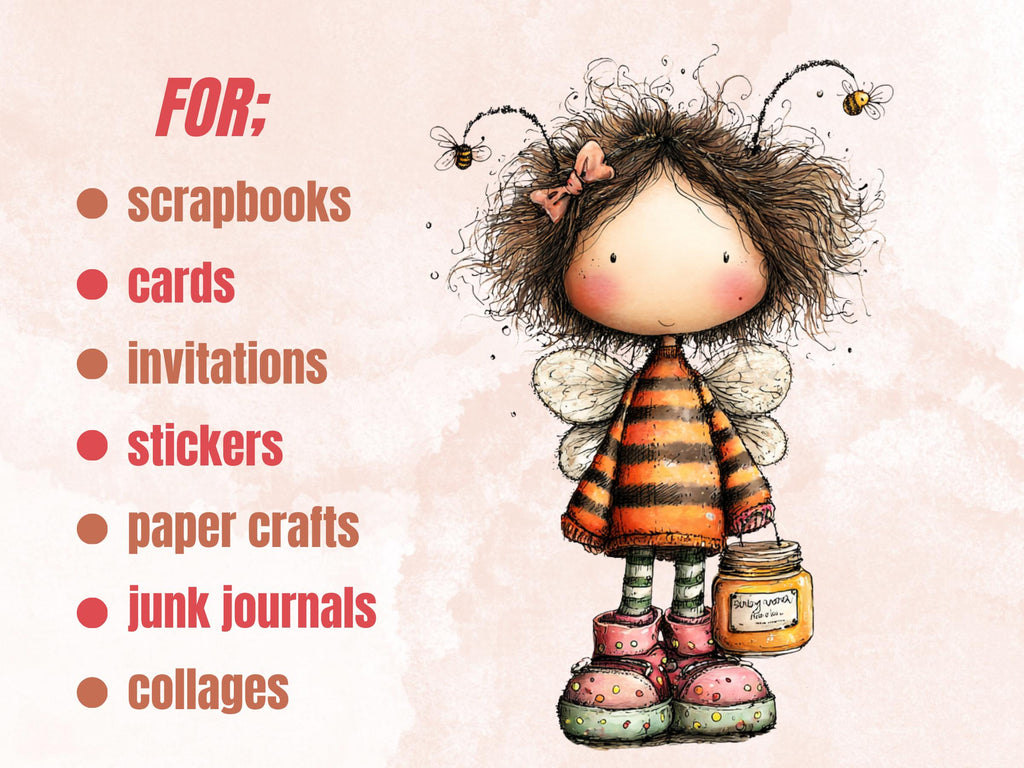 Bee Clipart Bundle | 64 Whimsical Quirky Bee PNG | Floral Honey Digital Download
