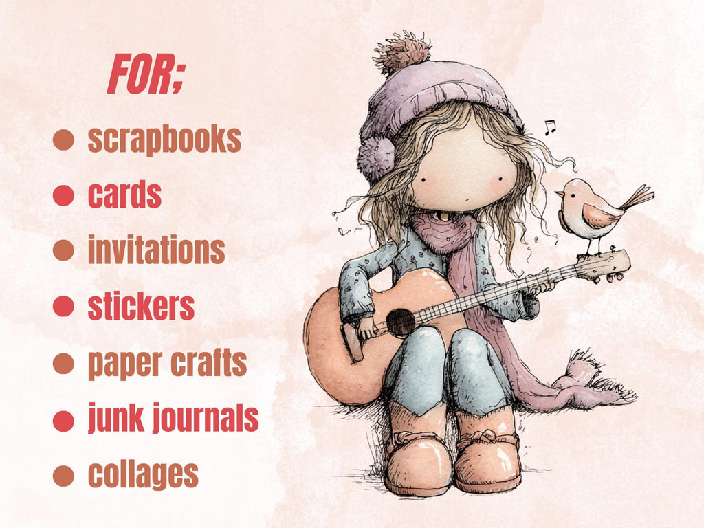 Whimsy Music Clipart Bundle | 50 Whimsical Quirky Music PNG | Musician Animals Digital Download