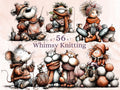 Whimsy Knitting Clipart Bundle | 56 Whimsical Quirky Crochetting PNG | Craft Lover Digital Download