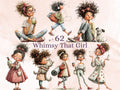 That Girl Clipart Bundle | 62 Whimsical Quirky It Girl PNG | Wellness Pinterest Digital Download