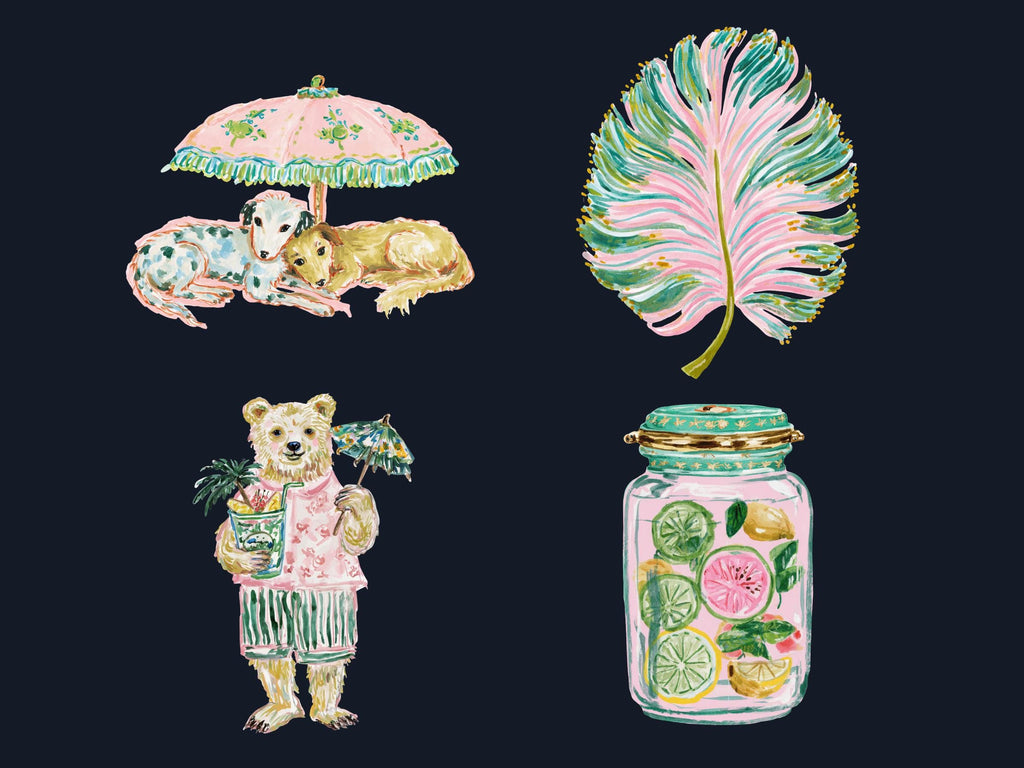 Whimsy Summer Bundle Clipart | 108 Whimsical Quirky Tropical PNG | Summer Beach Digital Download