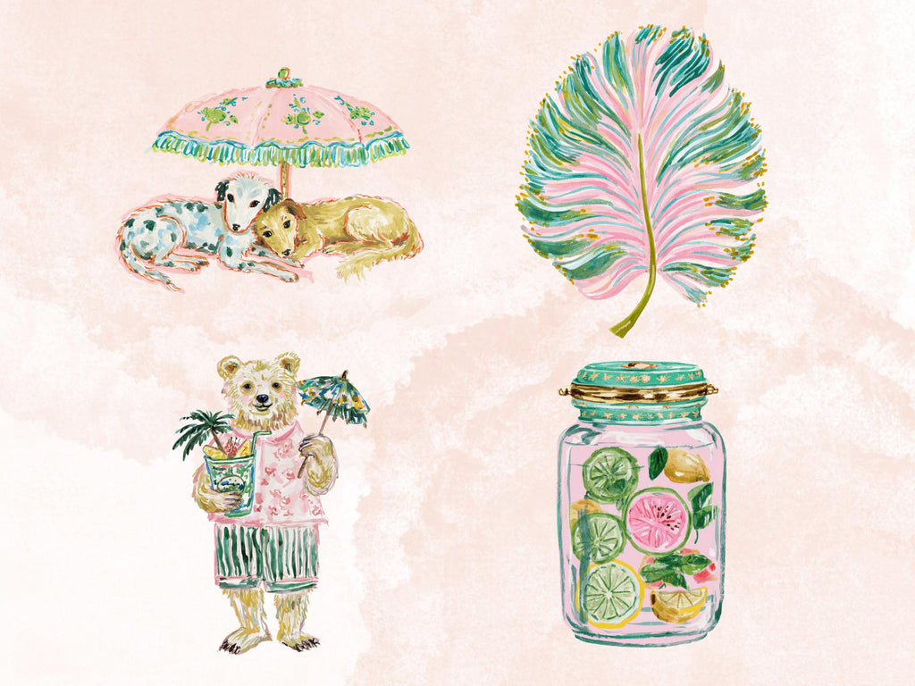 Whimsy Summer Bundle Clipart | 108 Whimsical Quirky Tropical PNG | Summer Beach Digital Download