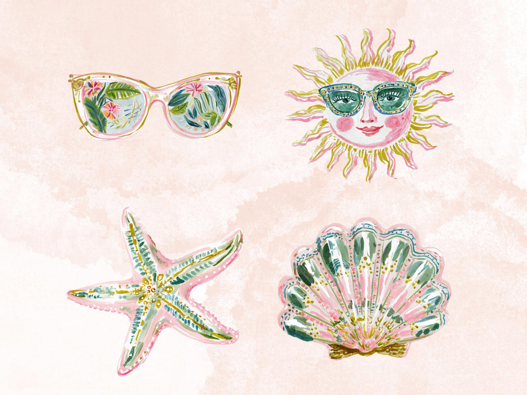 Whimsy Summer Bundle Clipart | 108 Whimsical Quirky Tropical PNG | Summer Beach Digital Download
