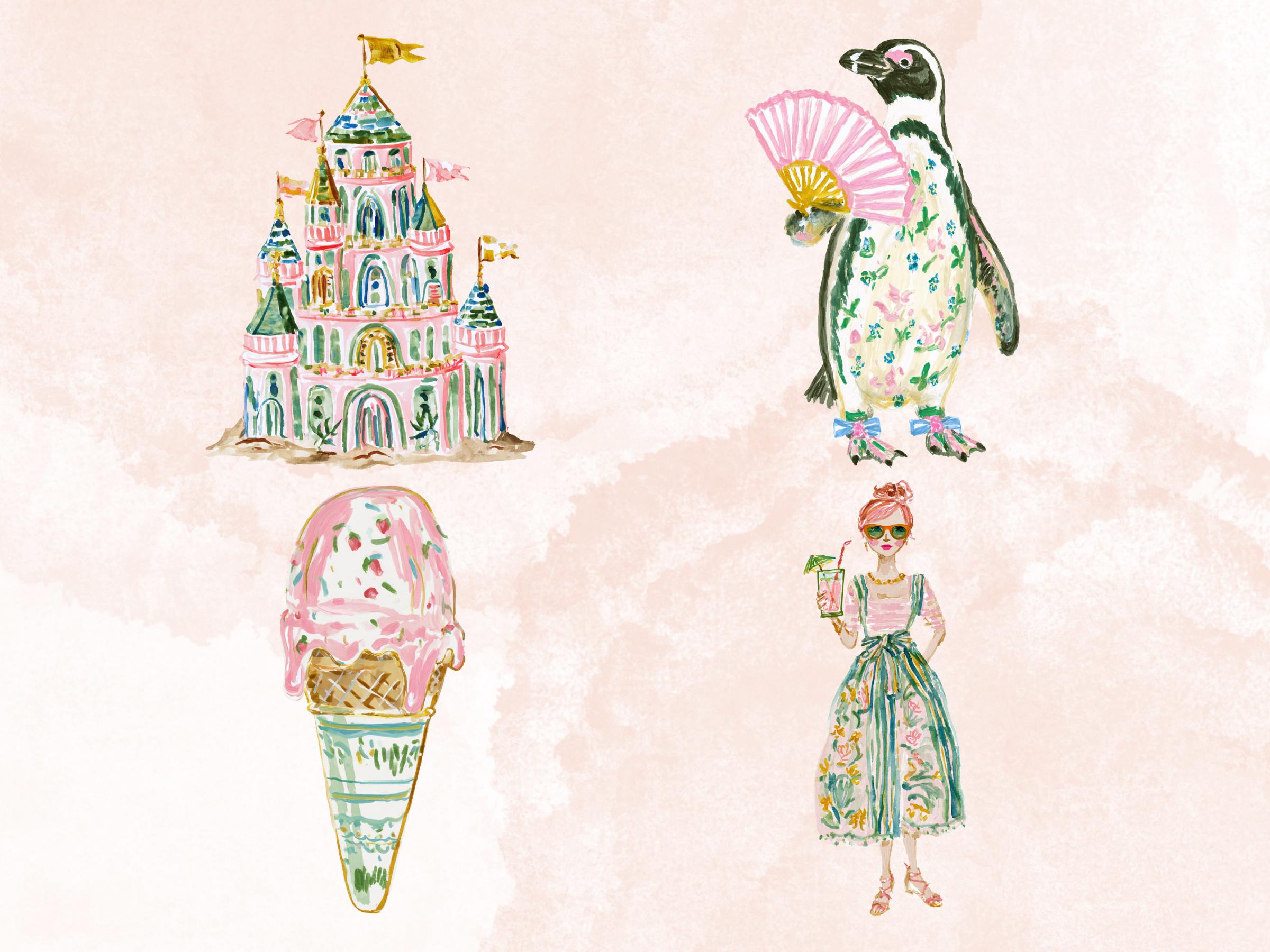 Whimsy Summer Bundle Clipart | 108 Whimsical Quirky Tropical PNG | Summer Beach Digital Download