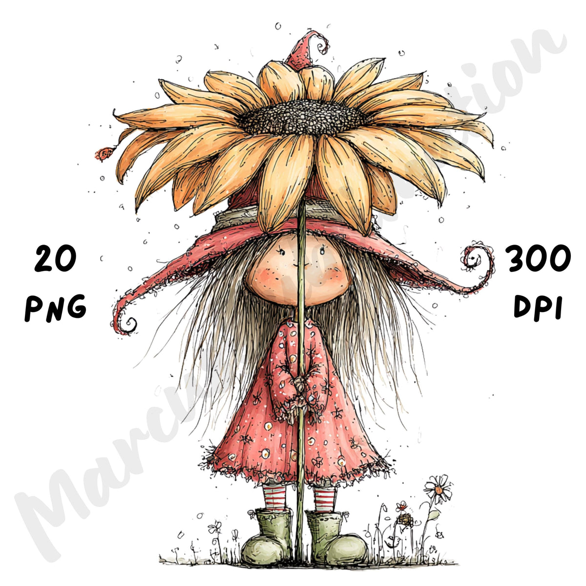 Floral Witch Whimsical Clipart