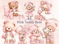 Girly Pink Teddy Bear Clipart | 42 Whimsical Quirky Bear PNG | Nursery Baby Shower Girl Download