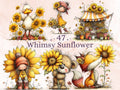 Sunflower Clipart Bundle | 47 Whimsical Quirky Sunflower PNG | Summer Floral Digital Download