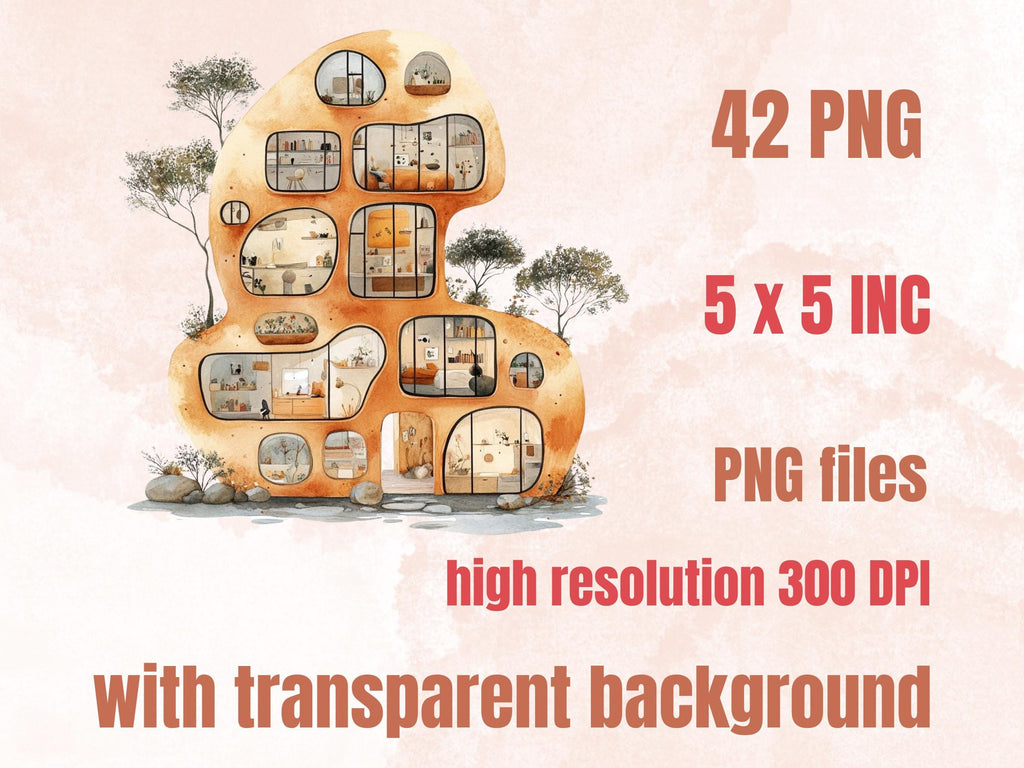 Fantasy Apartments Clipart | 42 Whimsical Quirky City PNG | Magical Home Digital Download