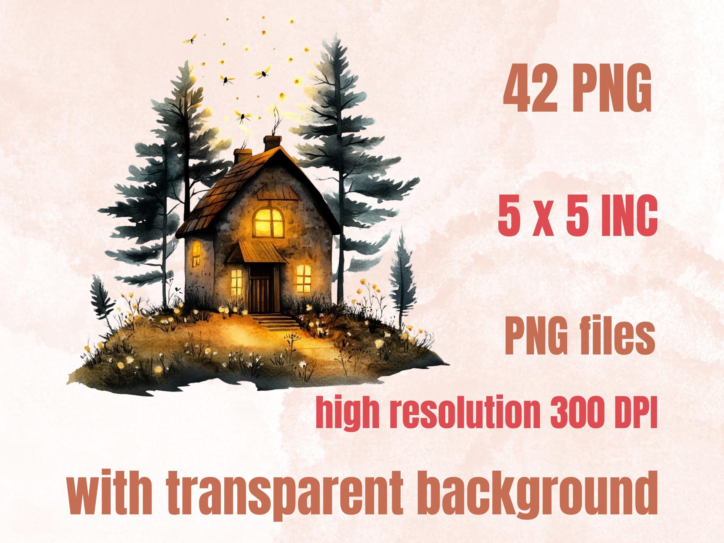 Quirky Forest Houses Clipart | 42 Whimsical Forest Home PNG | Woodland Digital Download
