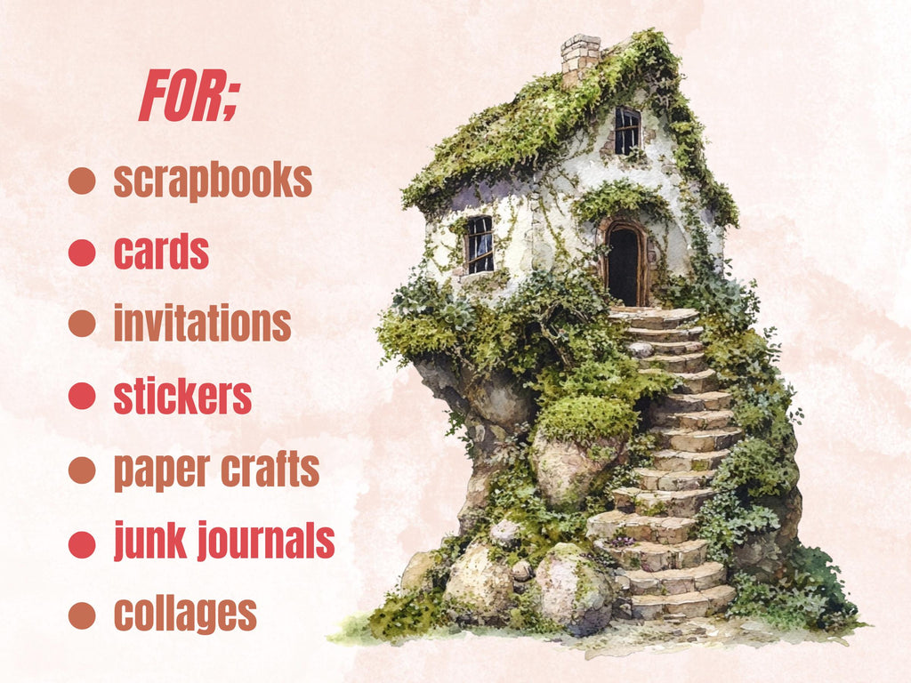 Quirky Forest Houses Clipart | 42 Whimsical Forest Home PNG | Woodland Digital Download