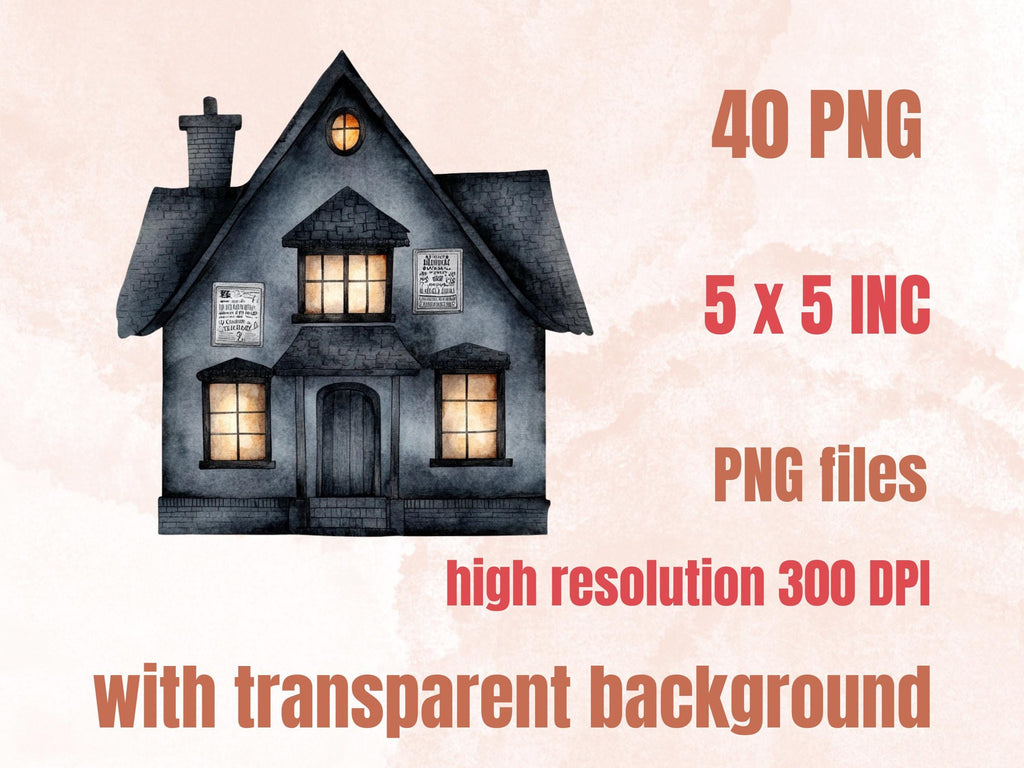 Grunge Houses Clipart | 40 Urban Distressed House PNG | Quirky Home Digital Download